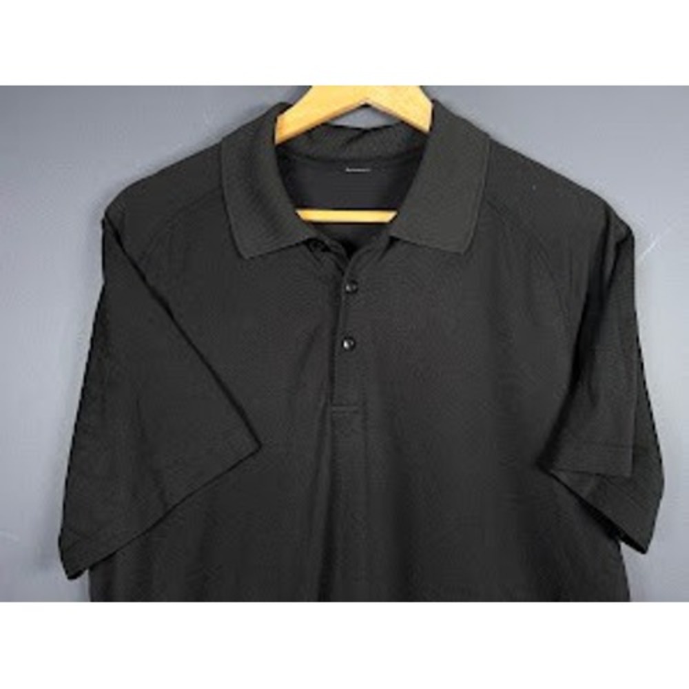 Lululemon Mens Large Metal Vent Tech Polo Shirt Black Short Sleeve Athletic